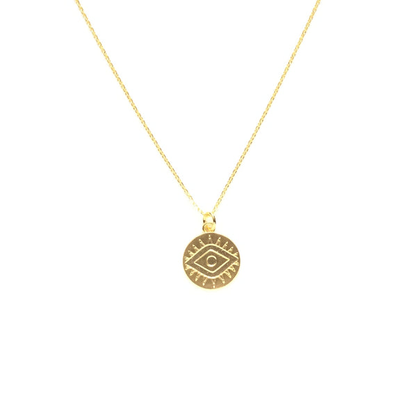 Gold plated evil eye coin necklace
