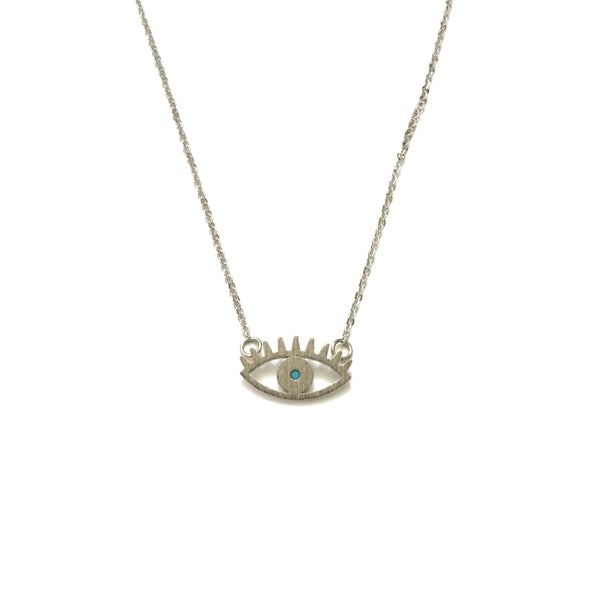 Silver Evil Eye Turquoise Necklace