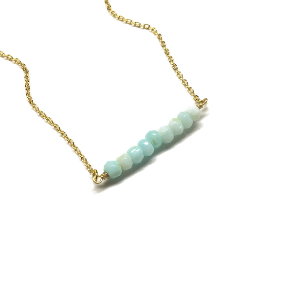 blue opal bar necklace