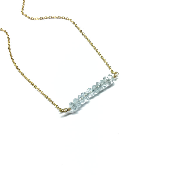 Aquamarine Gemstone Bar Necklace