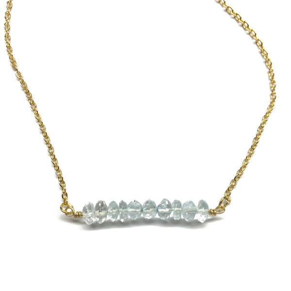 Aquamarine Gemstone Bar Necklace