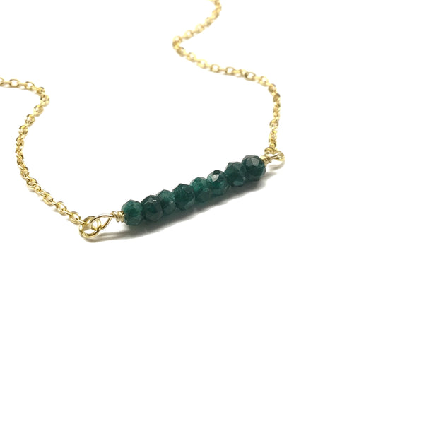 emerald semi precious bar necklace