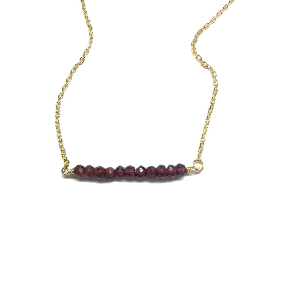 garnet gemstone bar necklace