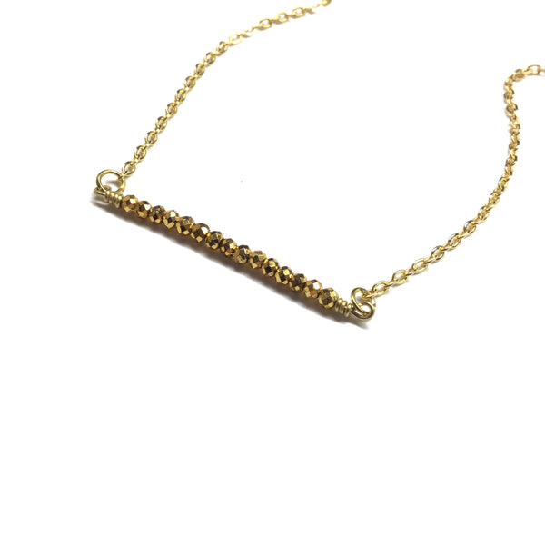 gold bead bar necklace