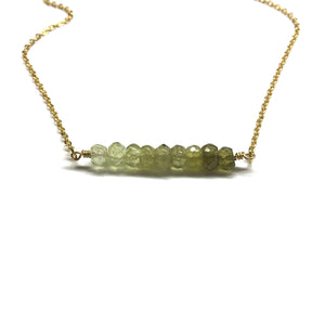 green garnet gemstone bar jewelry