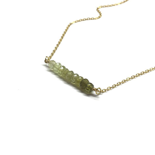 green garnet bar necklace
