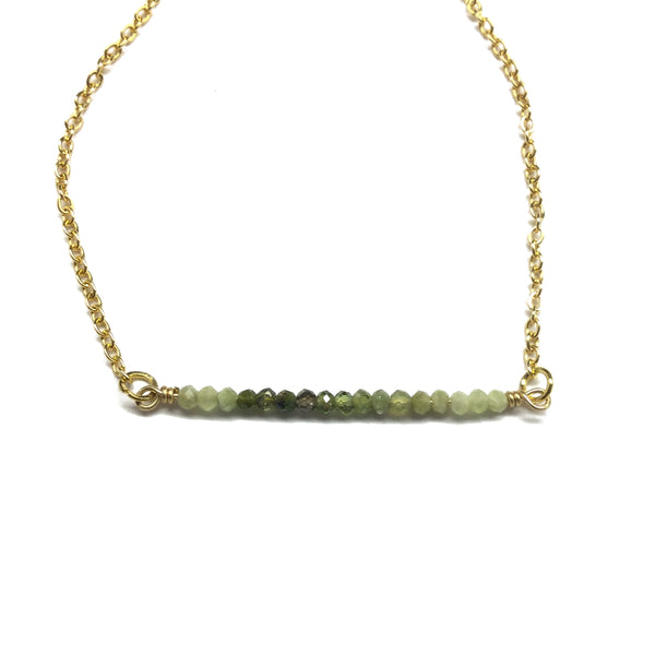 green tourmaline bar necklace