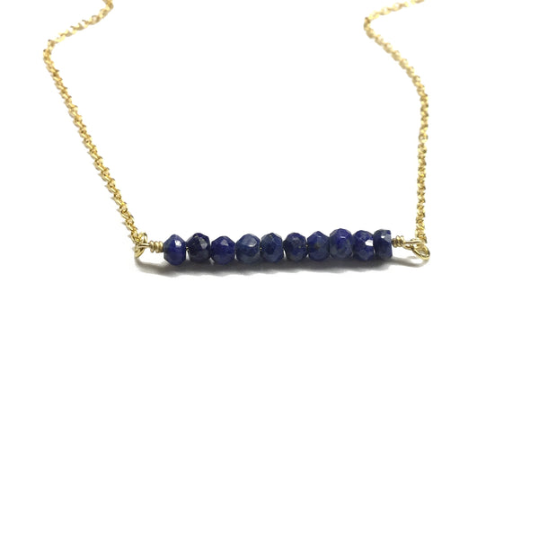 lapis lazuli semi precious bar necklace