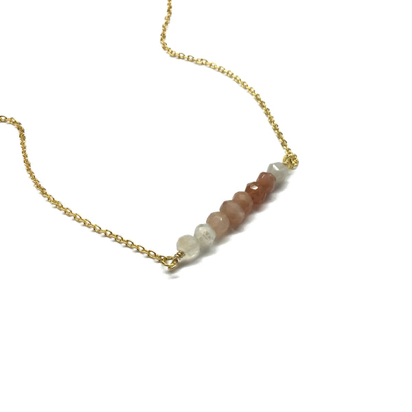 moonstone gemstone bar necklace