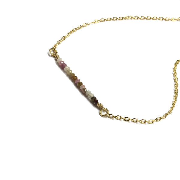Tourmaline Gemstone Bar Necklace
