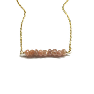 peach moonstone bar necklace