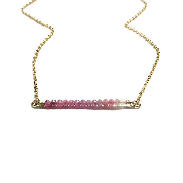 pink moonstone gemstone bar necklace