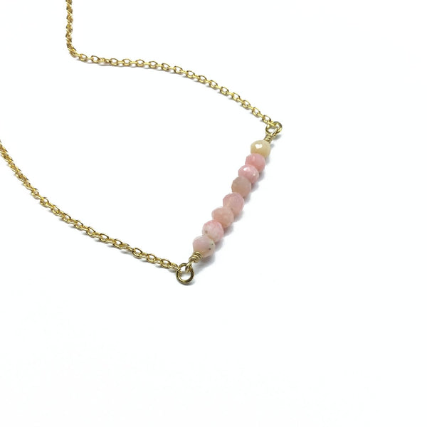 opal gemstone bar necklace