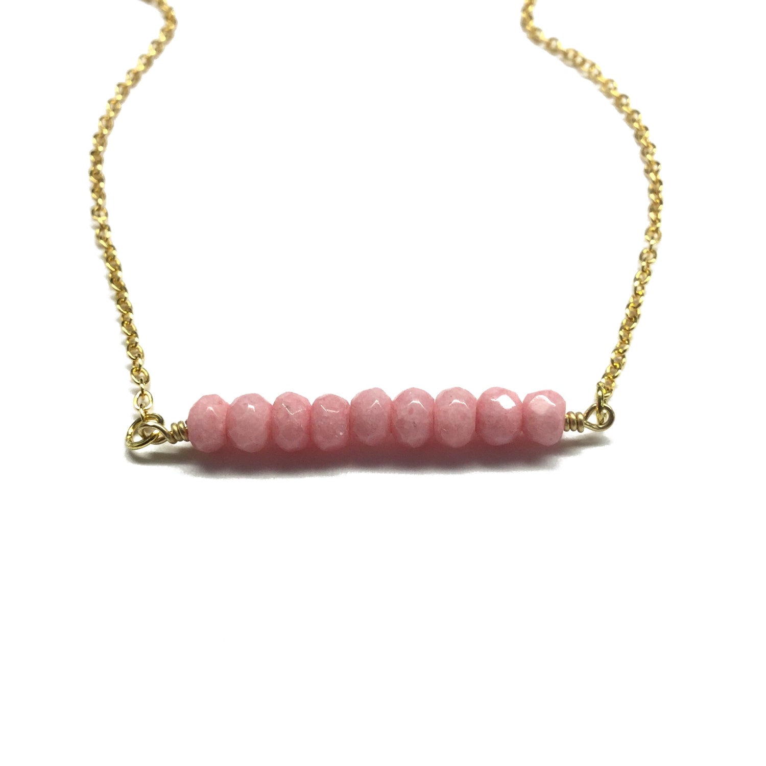 rhodochrosite gemstone bar necklace