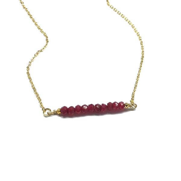ruby gemstone bar necklace