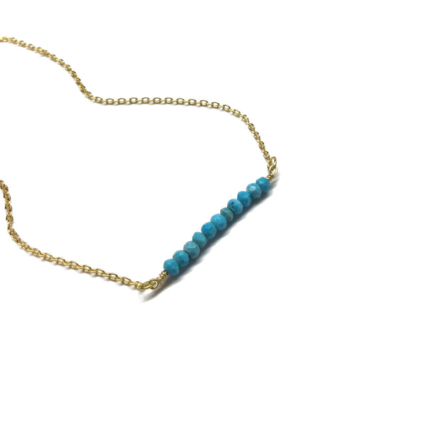 turquoise gemstone bar necklace