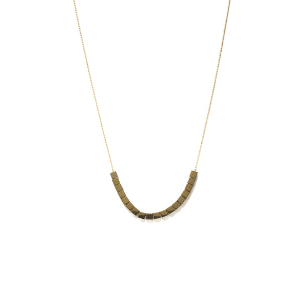 Gold square hematite on a thread chain necklace