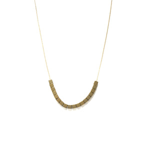Gold square hematite on a thread chain necklace