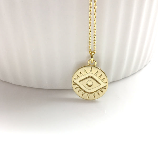gold evil eye coin necklace