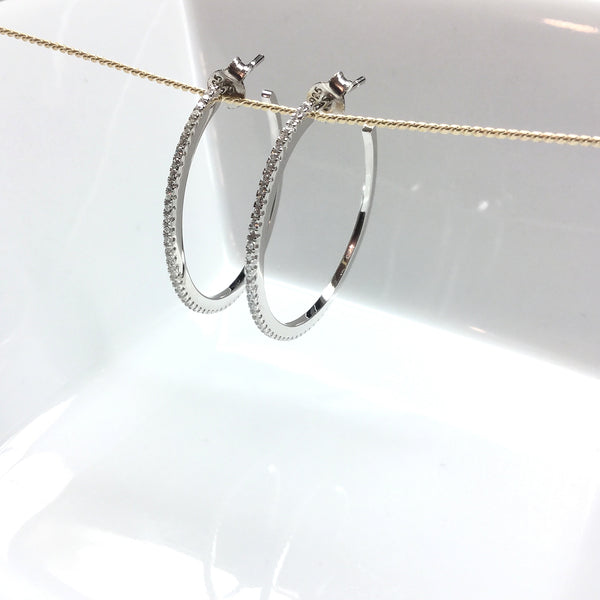 silver cubic zirconia hoop earrings