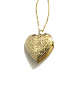 Gold Plated Heart and Floral Locket Necklace