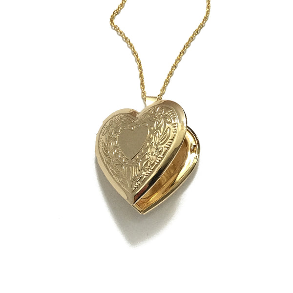 Gold Floral Heart Locket Necklace