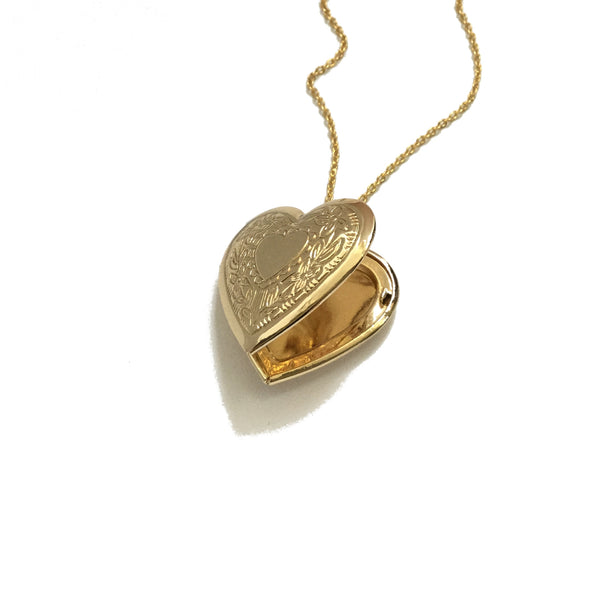Gold plated floral heart locket necklace