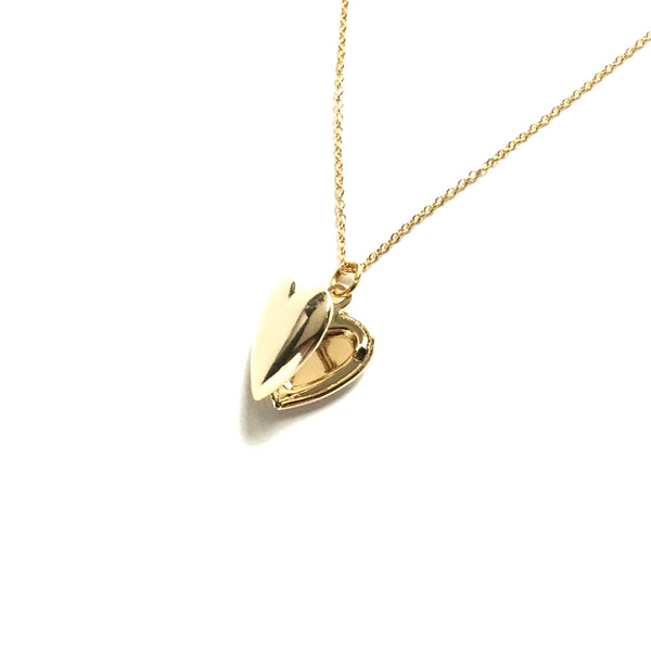 Gold plated heart locket necklace