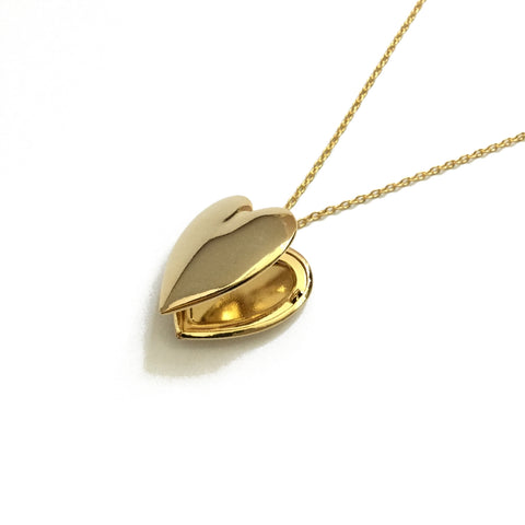Minimalist gold plated heart shaped locket necklace