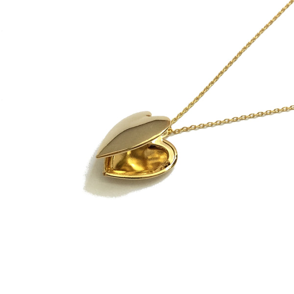 Plain and polished gold plated heart shaped locket