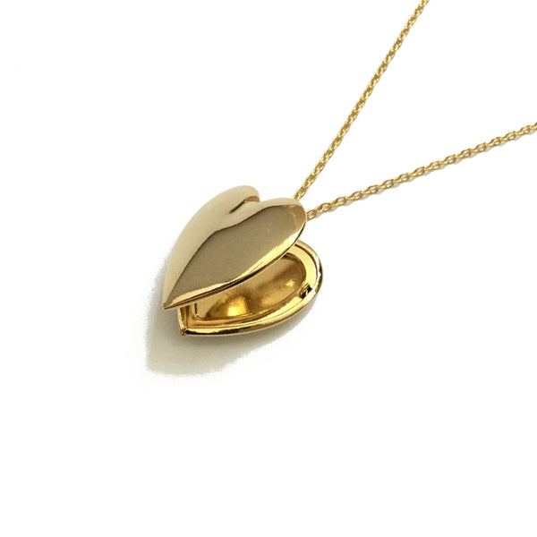 Gold Plated Plain Heart Locket Necklace