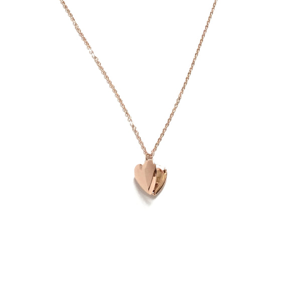 Tiny rose gold shiny heart shaped locket necklace