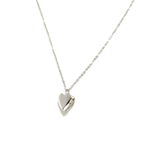 Plain silver plated heart shaped locket necklace