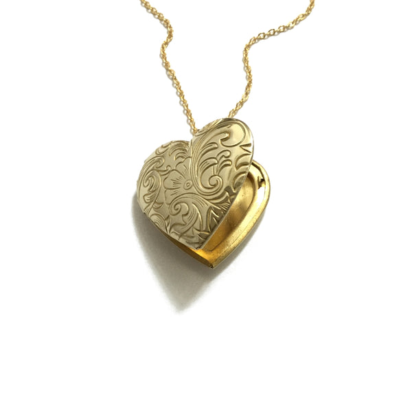 Floral heart Gold Plated Locket Necklace