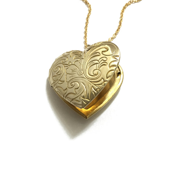 Floral heart Gold Plated Locket Necklace