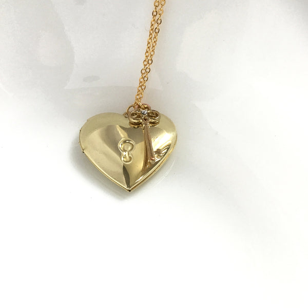 heart locket and key necklace