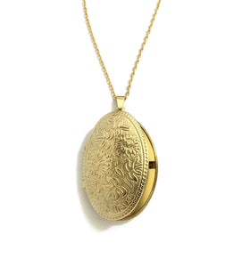 gold oval floral locket