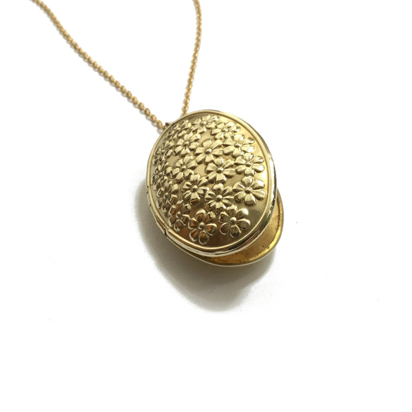 gold oval flower rose locket jewelry