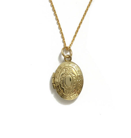 gold brass oval locket