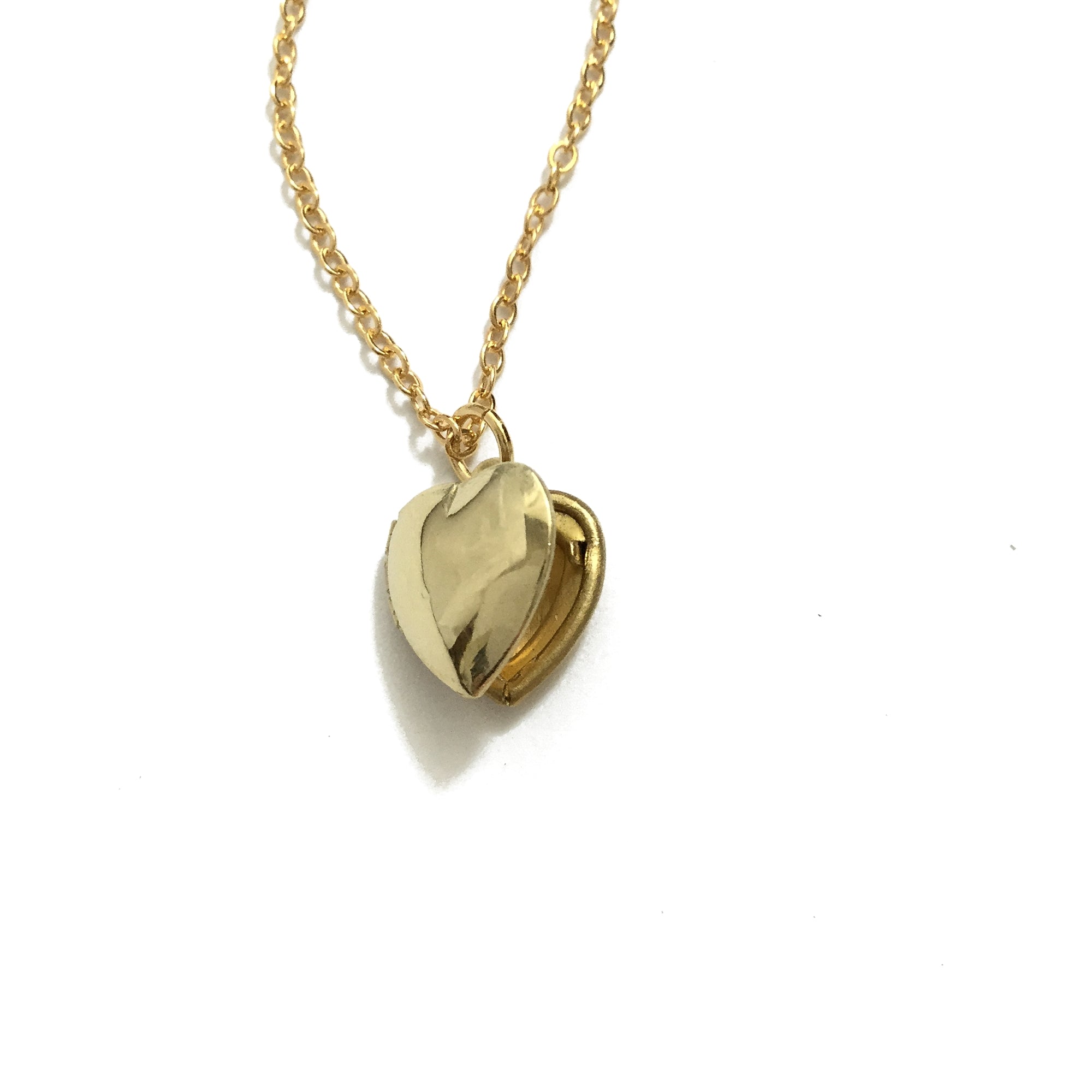 tiny gold heart locket necklace