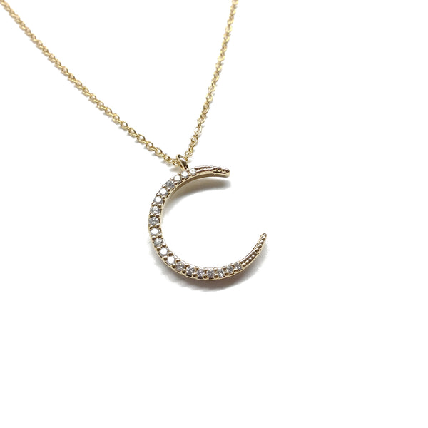 Gold plated half moon cubic zirconia necklace