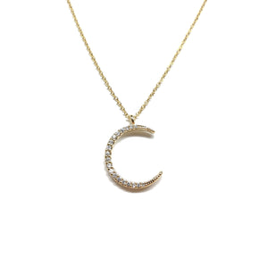 Gold plated cubic zirconia half moon necklace