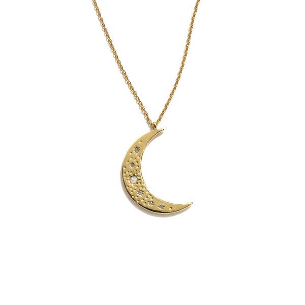 Crescent Moon Opal Necklace