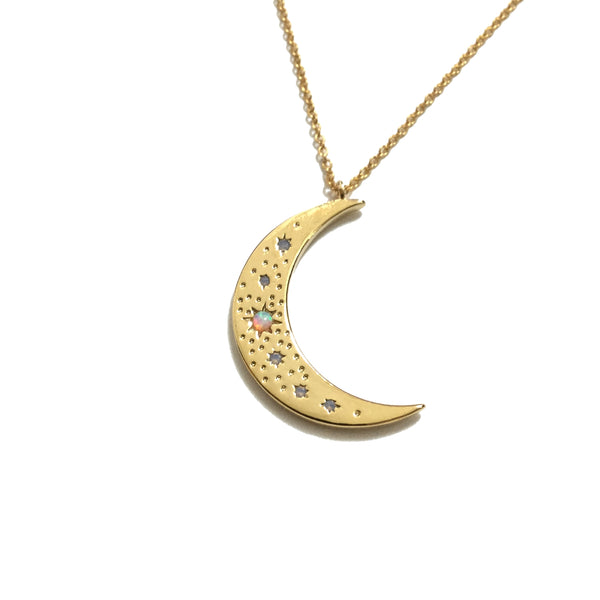 Crescent Moon Opal Necklace