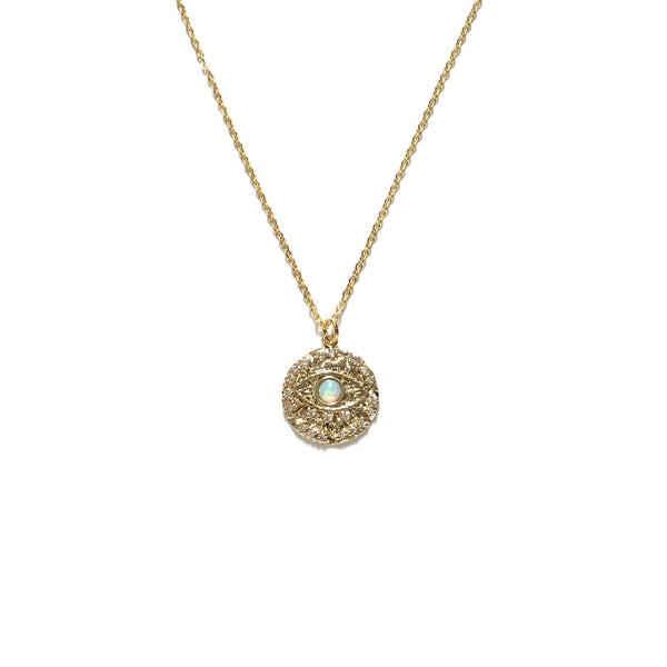Gold plated cubic zirconia opal pendant necklace