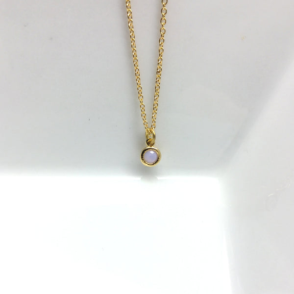 tiny gold plated opal necklace