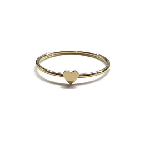 14k gold filled thin heart stacking ring