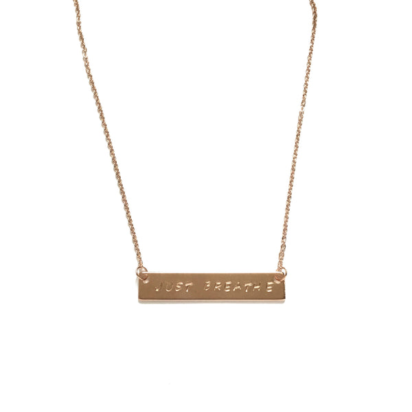 Rose gold plated inspiration quote personalized bar necklace 