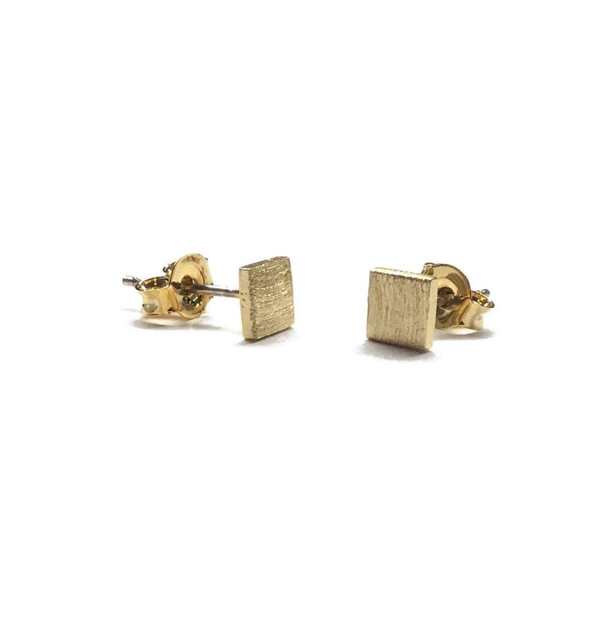 gold plated over brassmatte square stud earrings with sterling silver posts