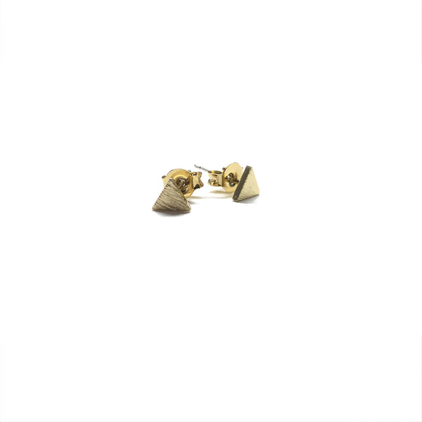 Gold plated geometric triangle stud earrings